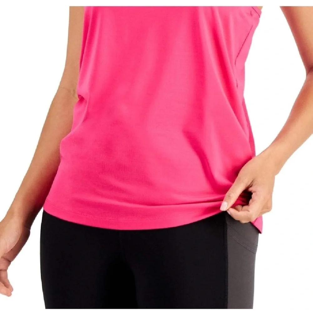 Women's Textured Racerback Pink Tank Top - Picture 2 of 2